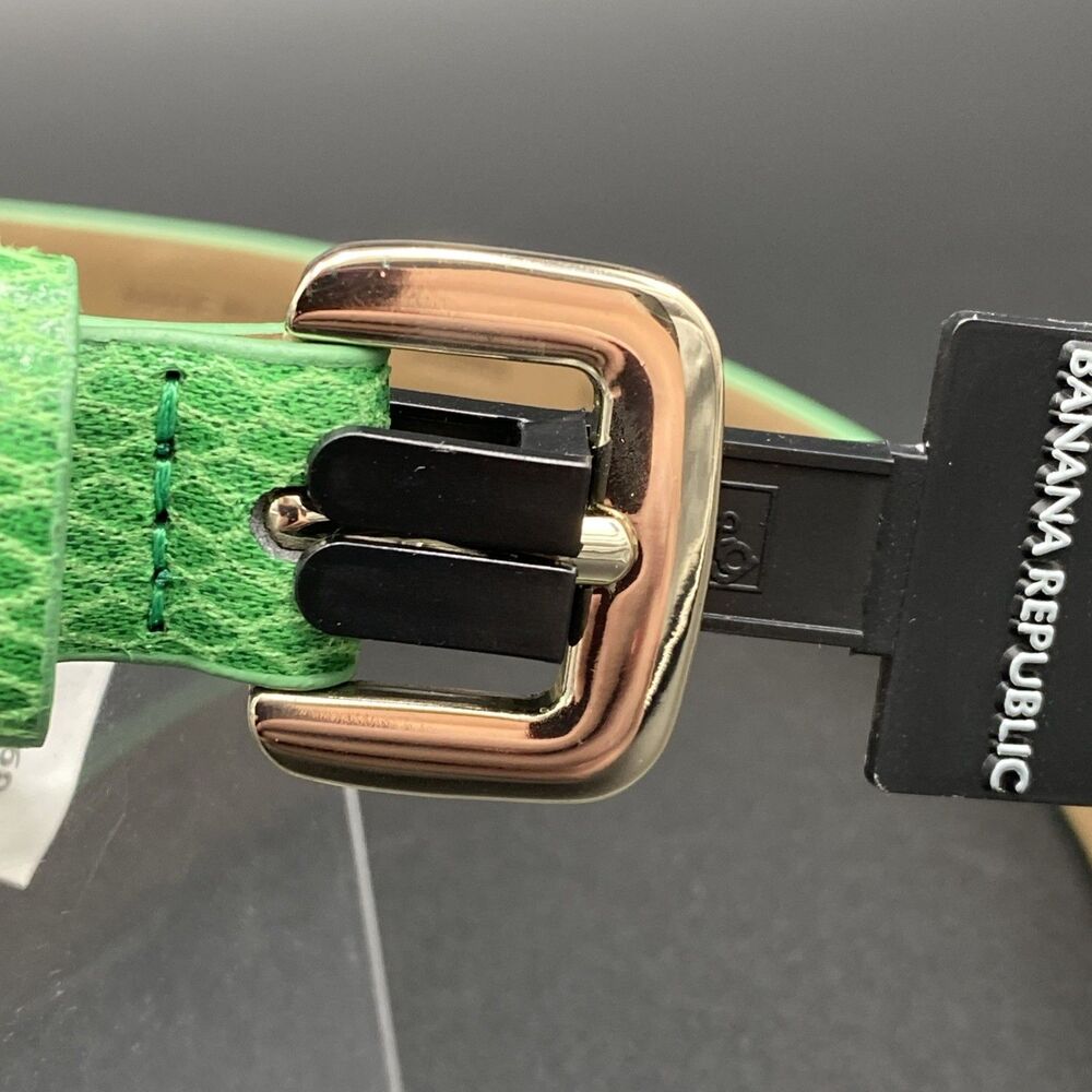 Banana Republic Green Snakeskin Embossed Belt Medium 3/4" Synthetic Leather NWT - Picture 5 of 8